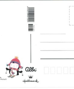 Alternative view of Kerstkaart - Tsjechisch - met pinguin op skilatten