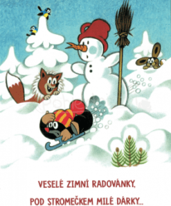 Krtek -  kerstkaart - de dieren maken een sledetocht - 21833